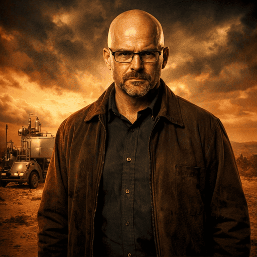 Dramatischer Mann in der Wüste vor Industrieanlage – intensives Crime-Drama Bild, perfekt für Streaming mit IPTV Abo Deutschland